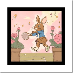 Rabbit Bunny Girl Loves Tennis Playing as the Best Tennis Player Posters and Art